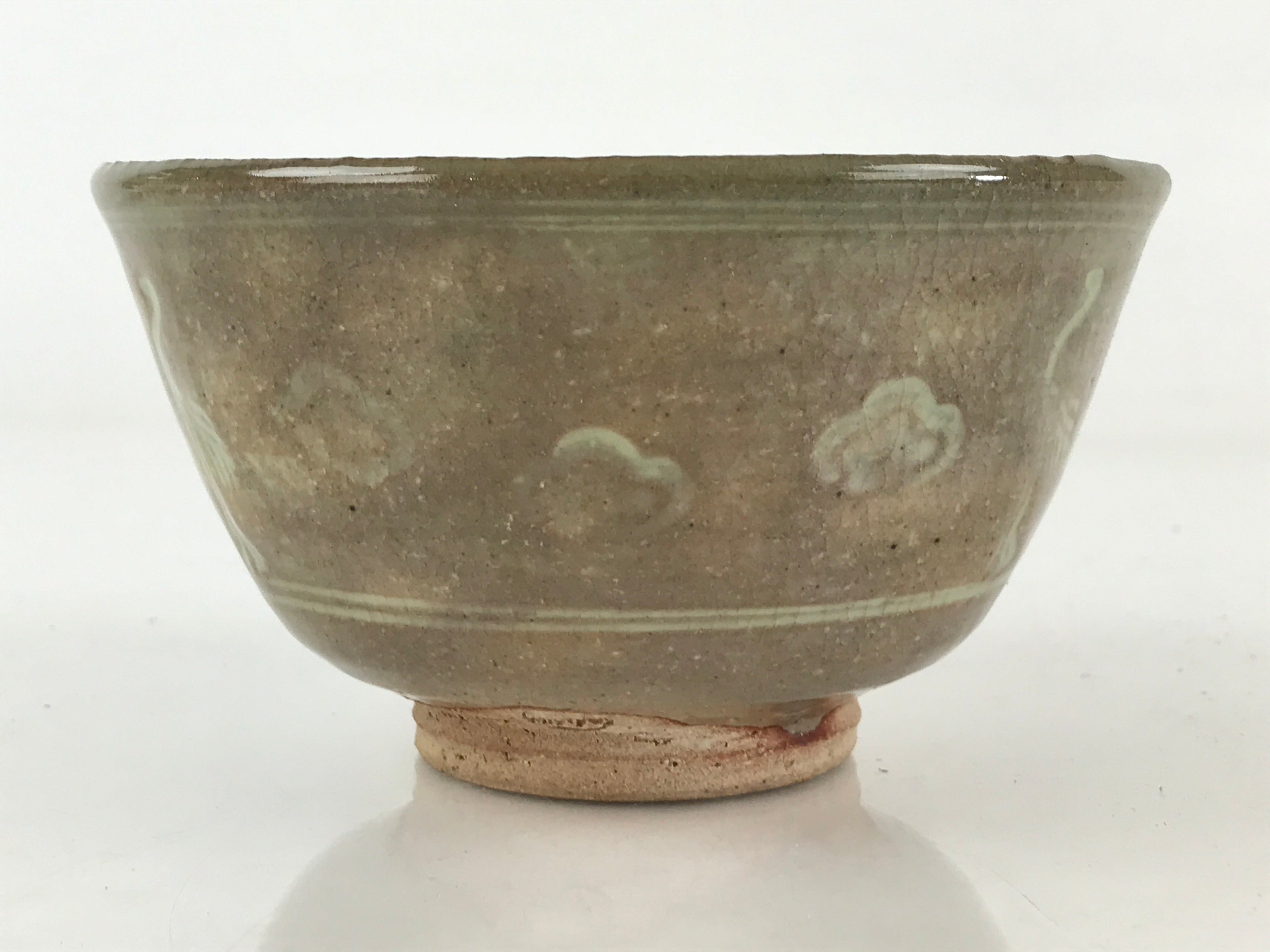 Japanese Ceramic Green Tea Ceremony Bowl Vtg Matcha Chawan Crane Pottery GTB971