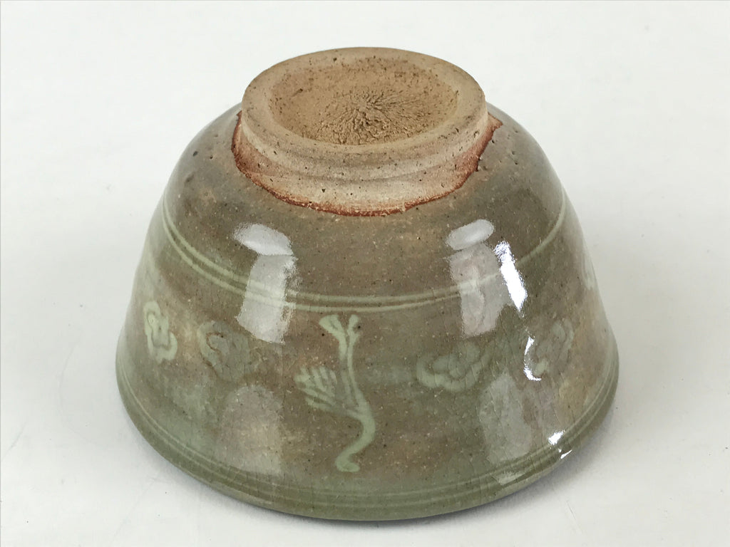 Japanese Ceramic Green Tea Ceremony Bowl Vtg Matcha Chawan Crane Pottery GTB971