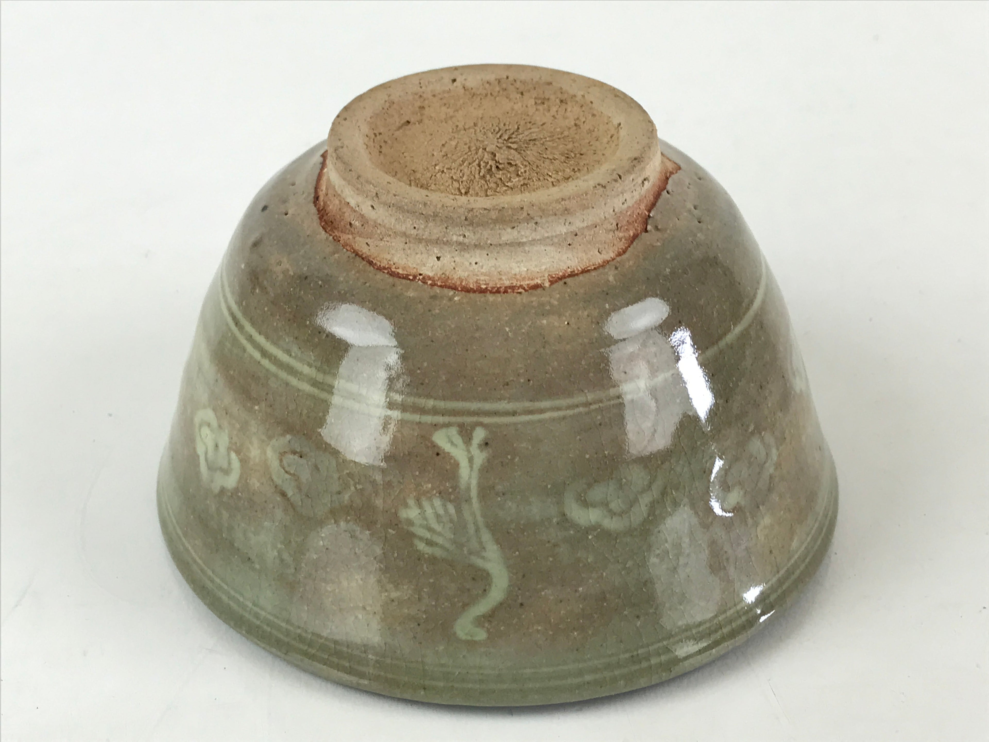 Japanese Ceramic Green Tea Ceremony Bowl Vtg Matcha Chawan Crane Pottery GTB971
