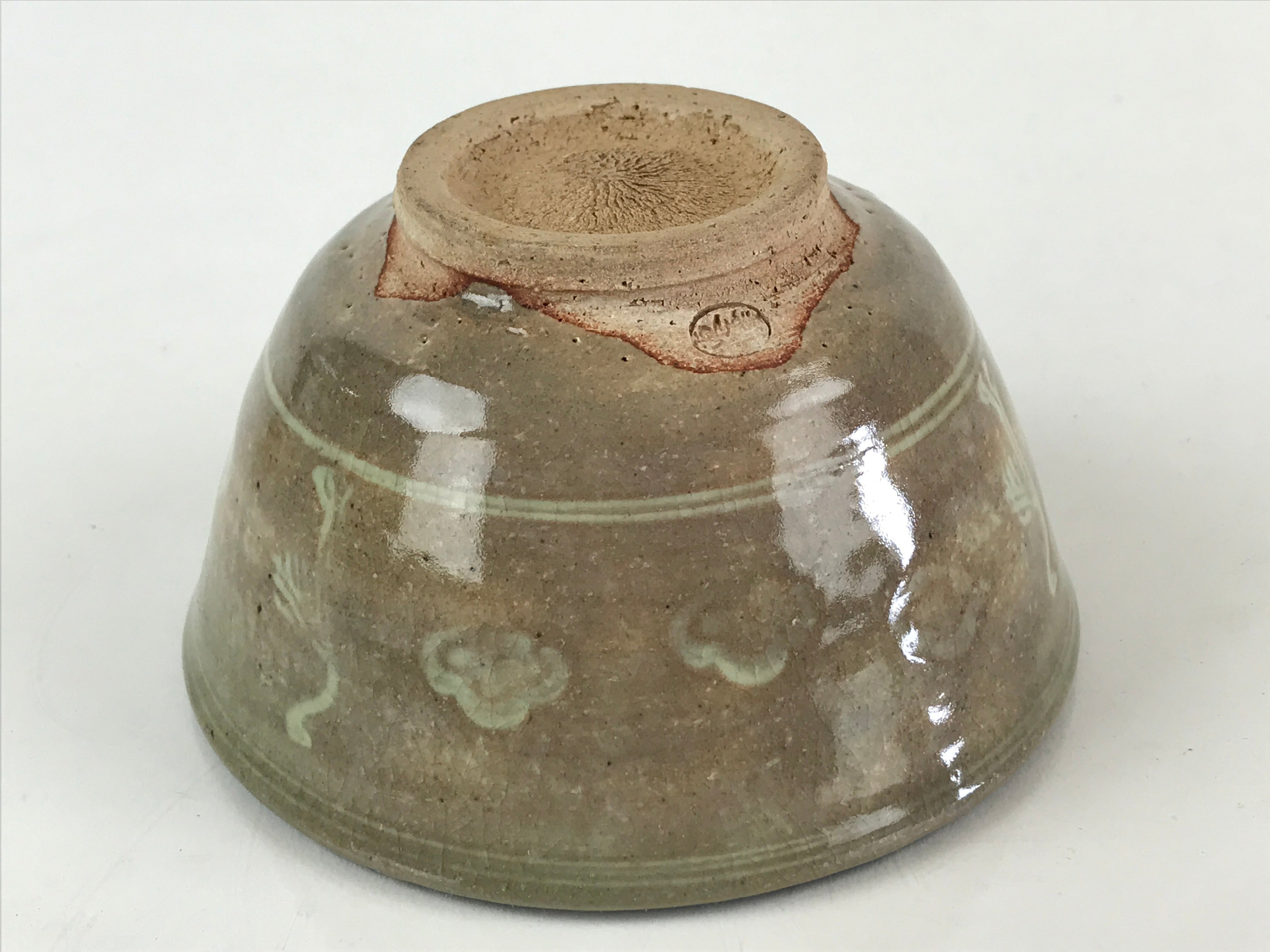 Japanese Ceramic Green Tea Ceremony Bowl Vtg Matcha Chawan Crane Pottery GTB971
