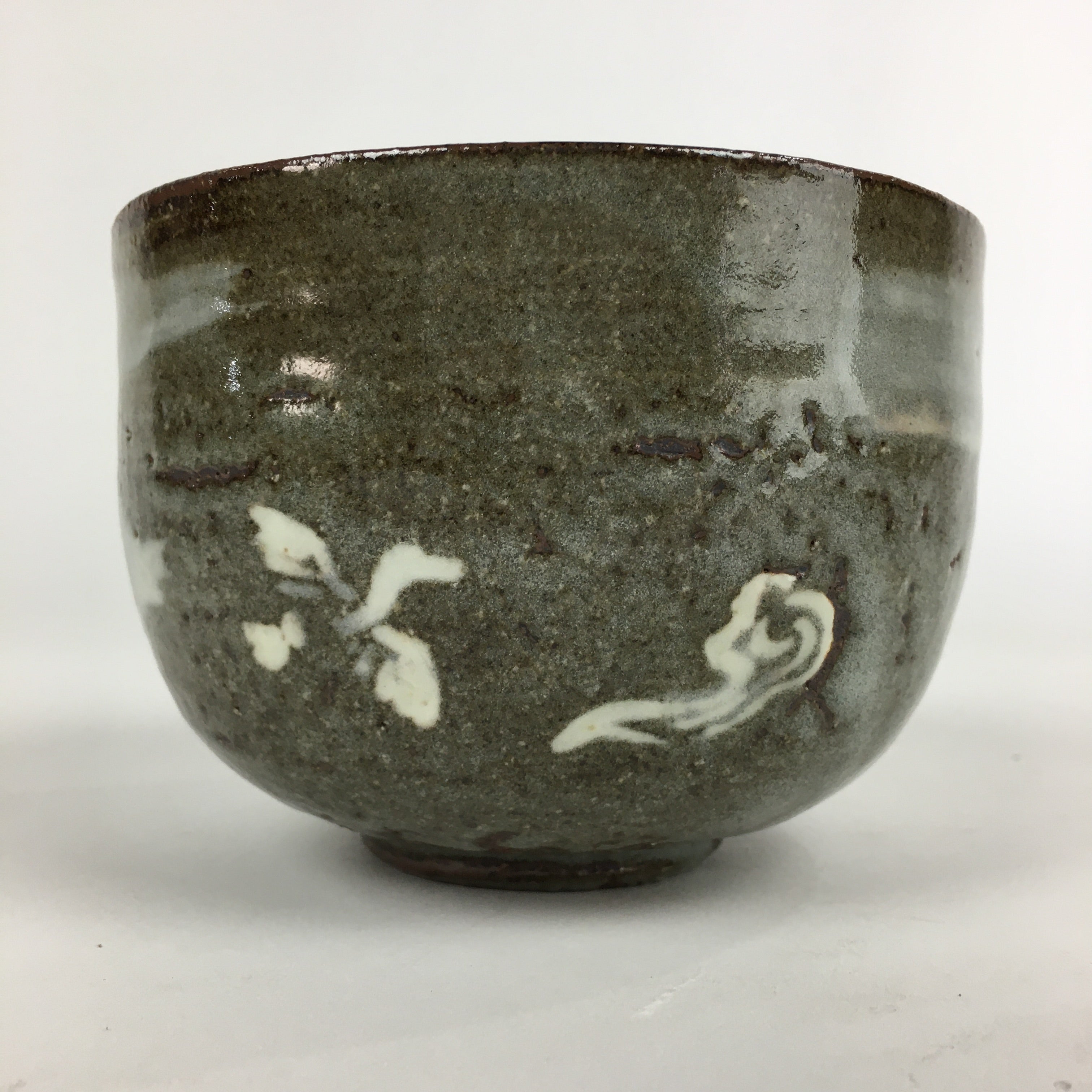 Japanese Ceramic Green Tea Ceremony Bowl Vtg Matcha Chawan Gray Pottery GTB887