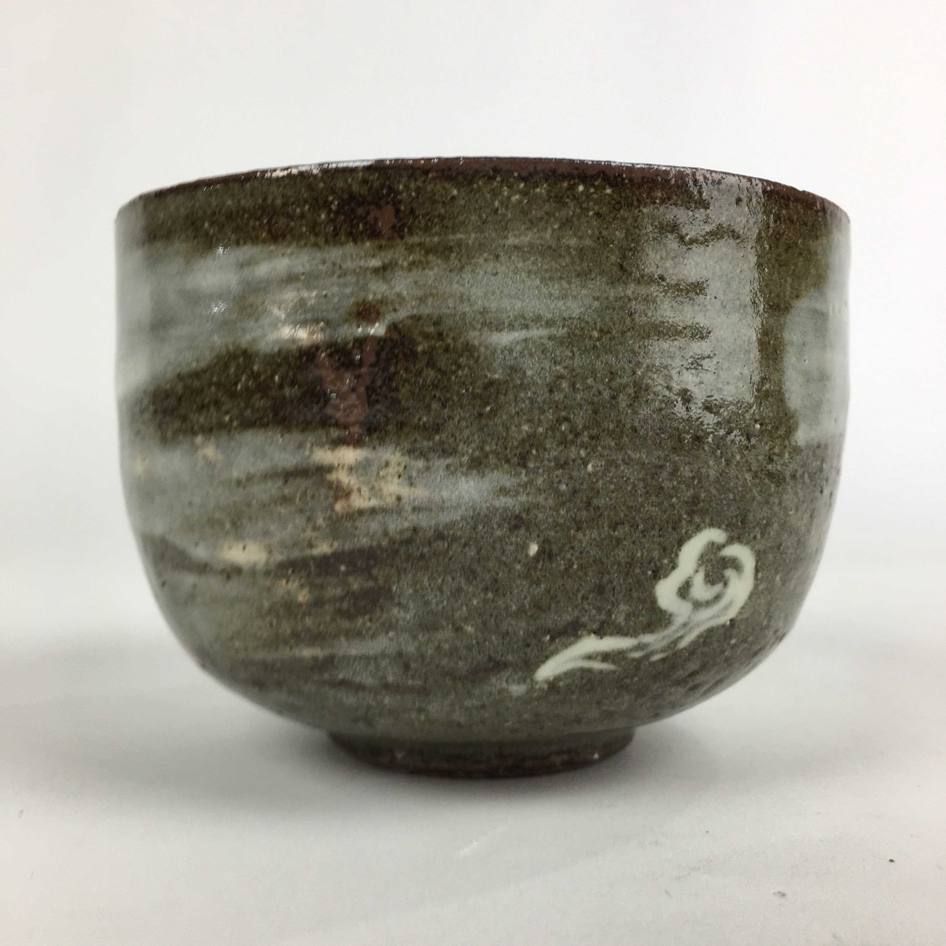 Japanese Ceramic Green Tea Ceremony Bowl Vtg Matcha Chawan Gray Pottery GTB887