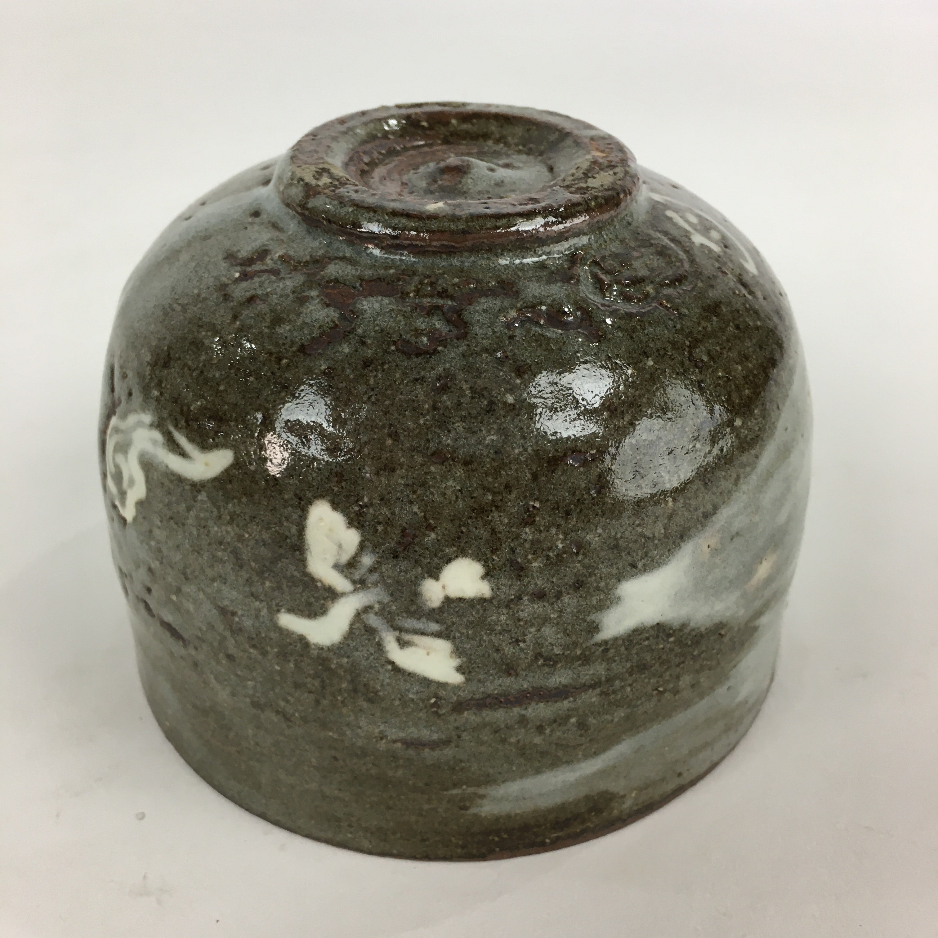 Japanese Ceramic Green Tea Ceremony Bowl Vtg Matcha Chawan Gray Pottery GTB887