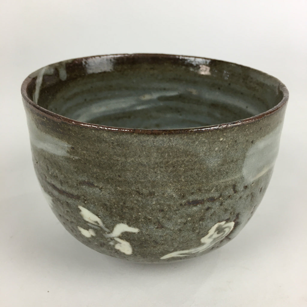 Japanese Ceramic Green Tea Ceremony Bowl Vtg Matcha Chawan Gray Pottery GTB887