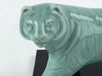 Japanese Ceramic Green Tiger Vtg Zodiac Decoration Figurine Black Stand BD927