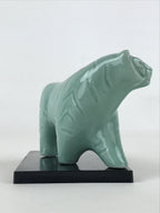 Japanese Ceramic Green Tiger Vtg Zodiac Decoration Figurine Black Stand BD927