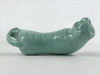 Japanese Ceramic Green Tiger Vtg Zodiac Decoration Figurine Black Stand BD927