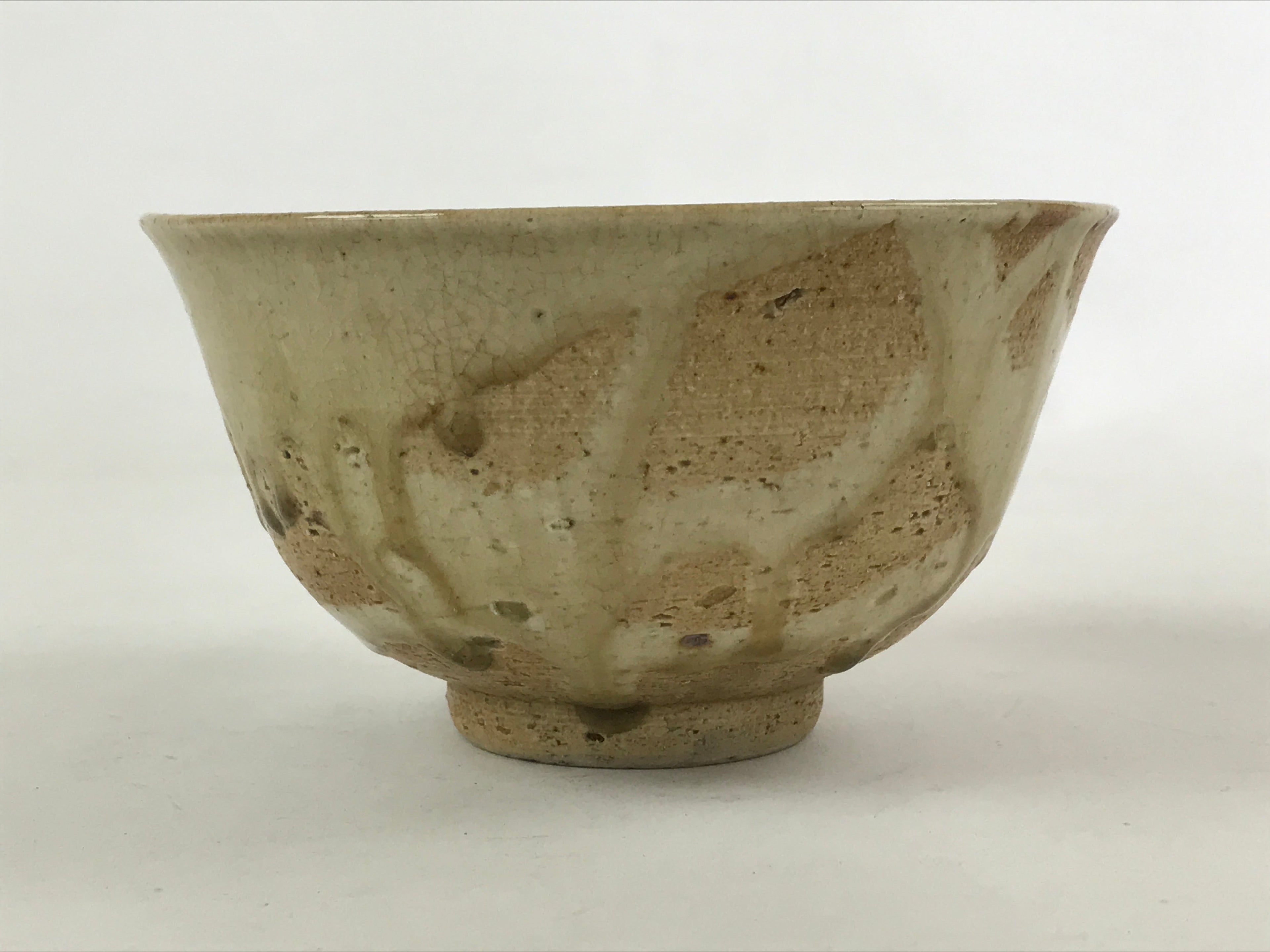 Japanese Ceramic Hagi Ware Donburi Bowl Vtg Beige Soba Udon Noodle Soup PY547