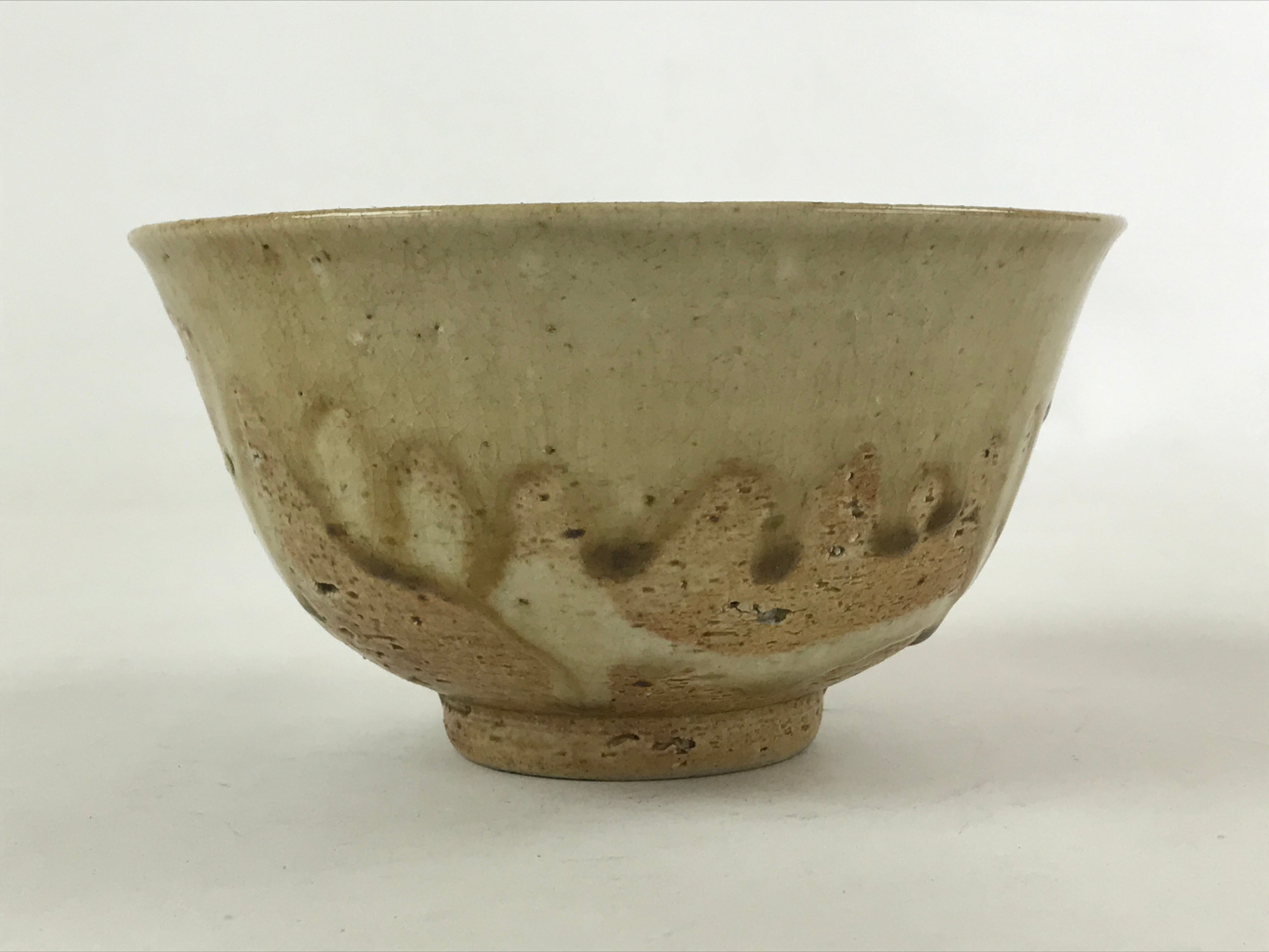 Japanese Ceramic Hagi Ware Donburi Bowl Vtg Beige Soba Udon Noodle Soup PY547