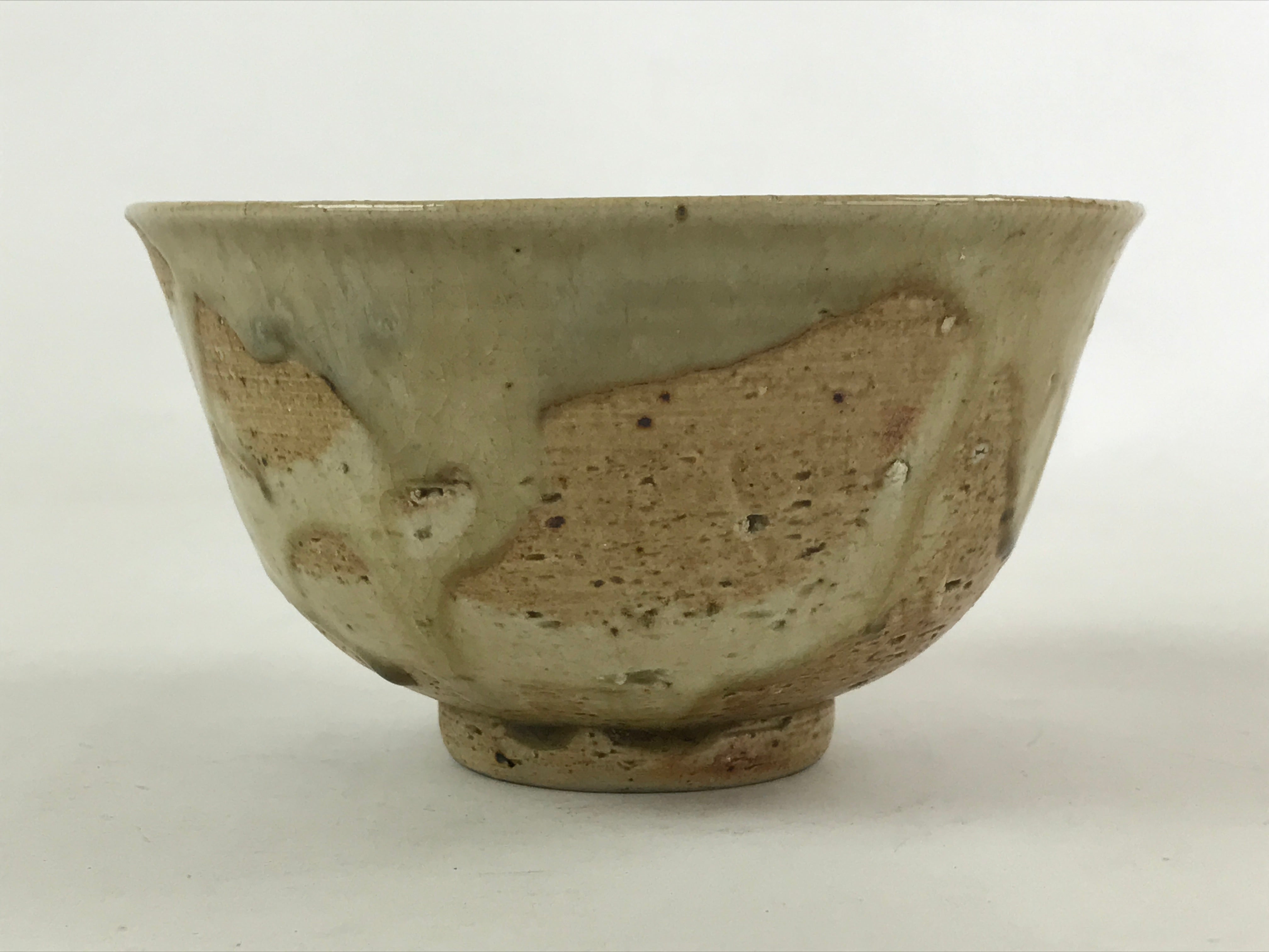 Japanese Ceramic Hagi Ware Donburi Bowl Vtg Beige Soba Udon Noodle Soup PY547