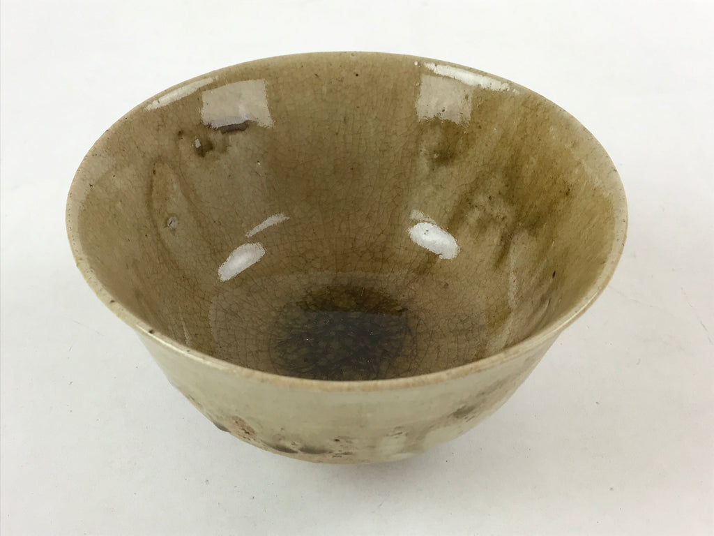Japanese Ceramic Hagi Ware Donburi Bowl Vtg Beige Soba Udon Noodle Soup PY547