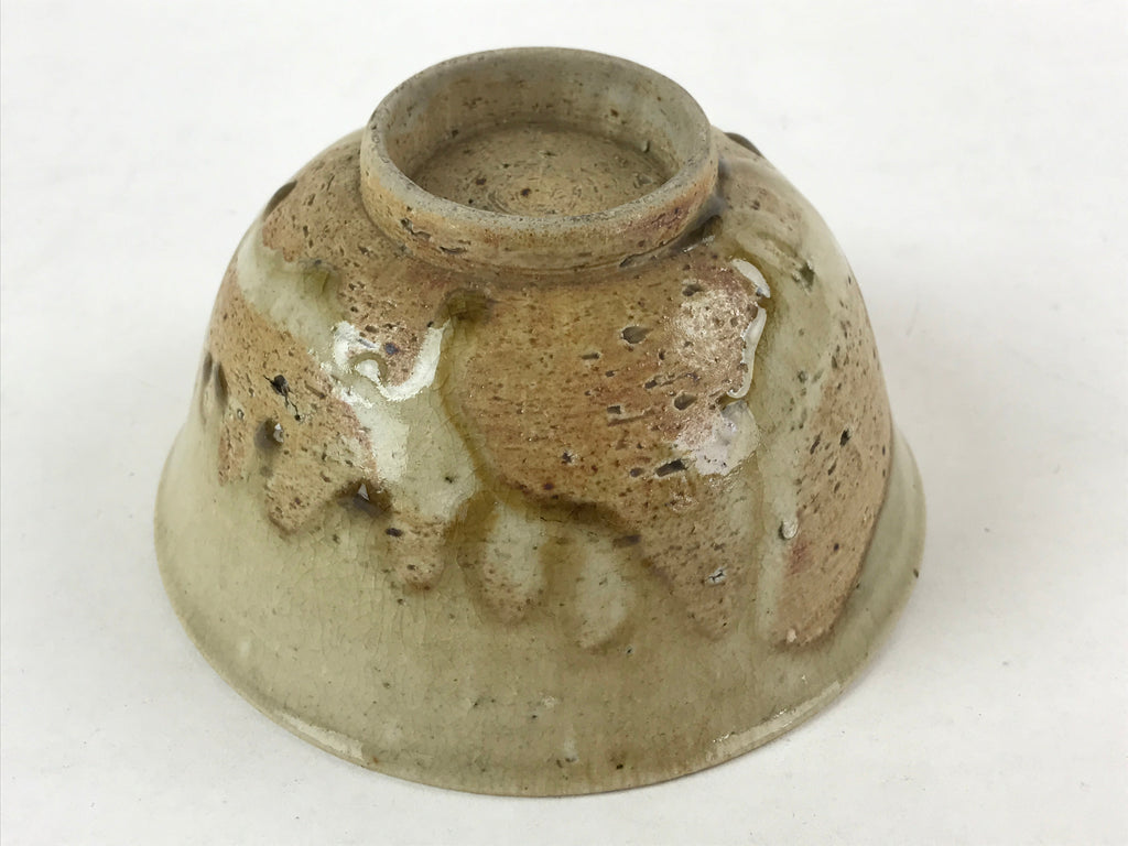 Japanese Ceramic Hagi Ware Donburi Bowl Vtg Beige Soba Udon Noodle Soup PY547