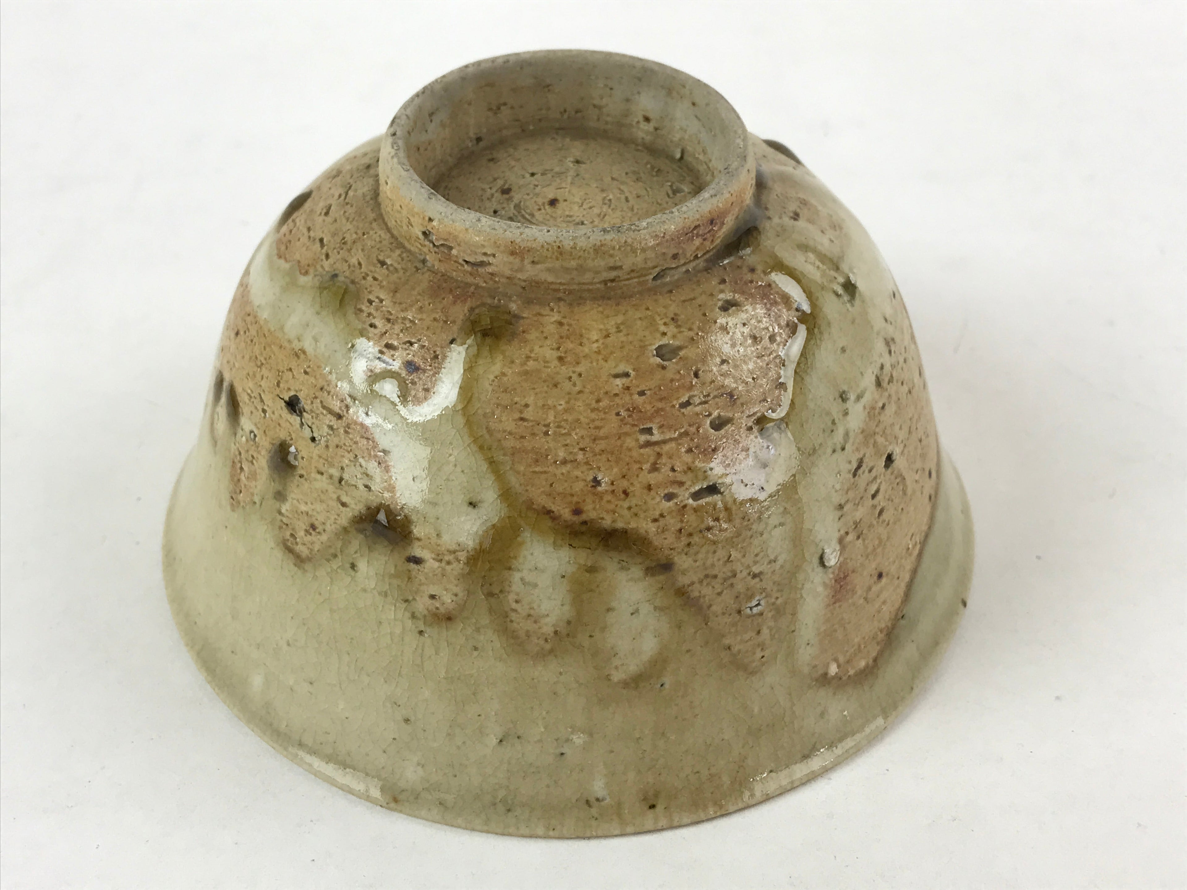 Japanese Ceramic Hagi Ware Donburi Bowl Vtg Beige Soba Udon Noodle Soup PY547