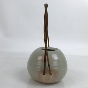 Japanese Ceramic Hagi Ware Flower Vase Vtg Ikebana Kabin Bamboo Gray Pink FK129