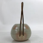 Japanese Ceramic Hagi Ware Flower Vase Vtg Ikebana Kabin Bamboo Gray Pink FK129