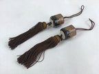 Japanese Ceramic Hanging Scroll Weights Fuchin Vtg Kakejiku Brown Tassel FC338