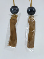 Japanese Ceramic Hanging Scroll Weights Fuchin Vtg Kakejiku Gold Tassel FC334