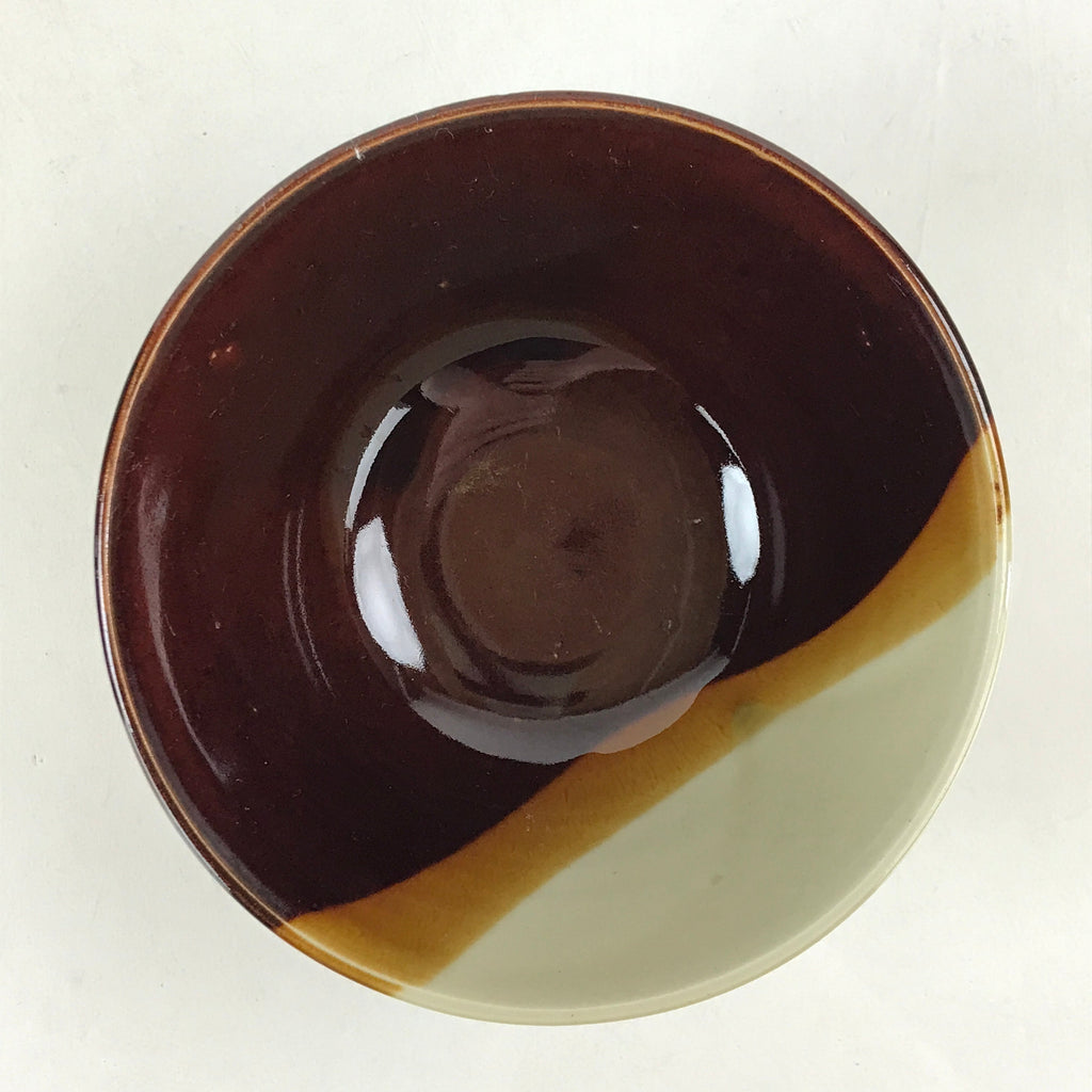 Japanese Ceramic Hasami Ware Rice Bowl Vtg Chawan Pottery Brown Yakimono PY431