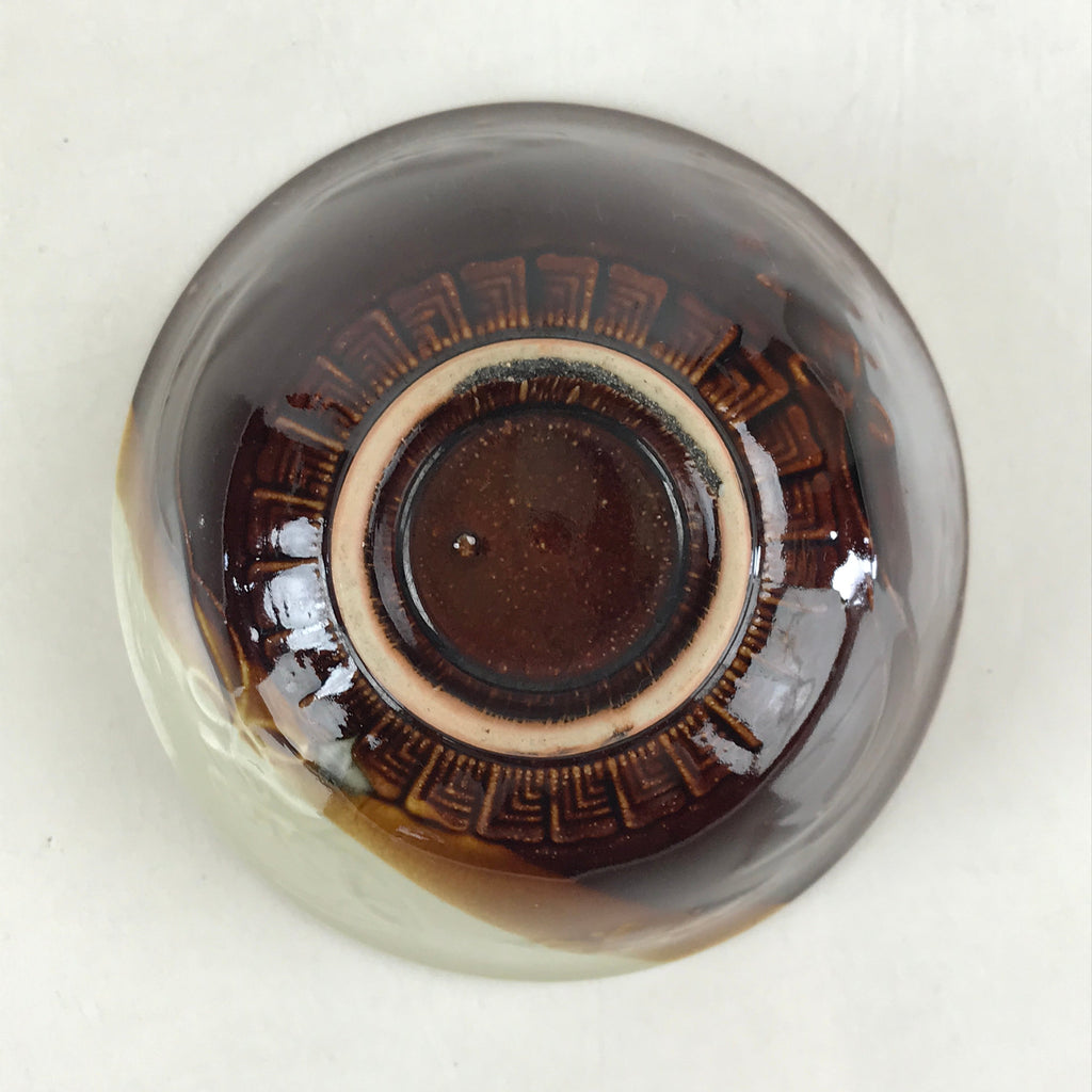 Japanese Ceramic Hasami Ware Rice Bowl Vtg Chawan Pottery Brown Yakimono PY431