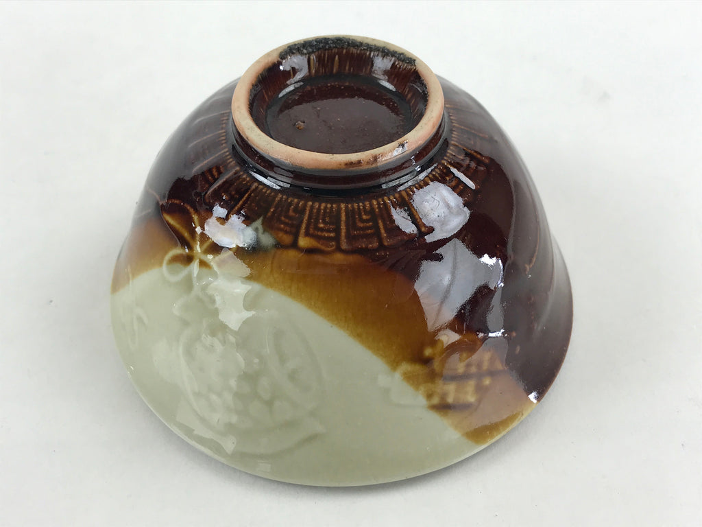 Japanese Ceramic Hasami Ware Rice Bowl Vtg Chawan Pottery Brown Yakimono PY431