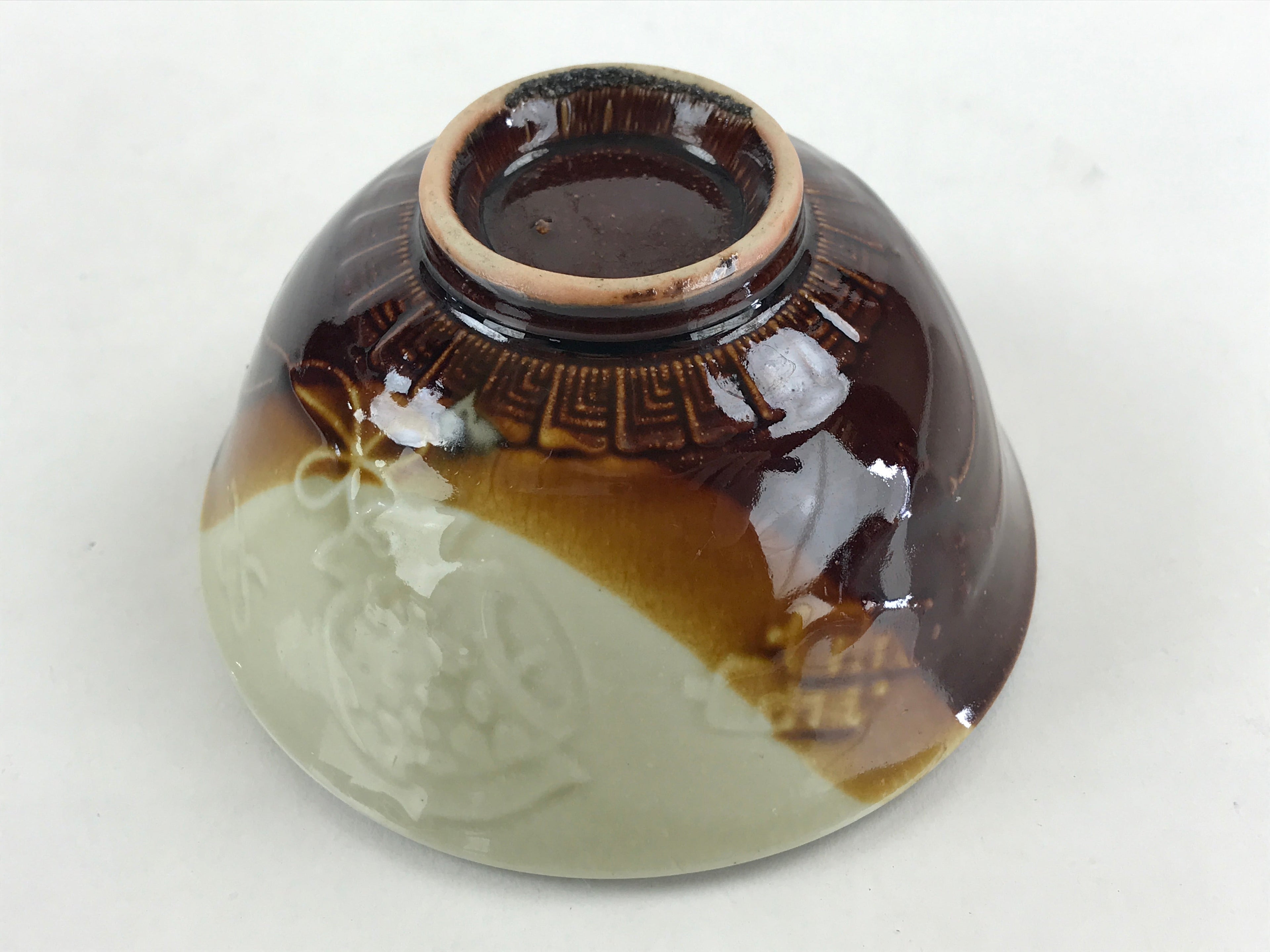 Japanese Ceramic Hasami Ware Rice Bowl Vtg Chawan Pottery Brown Yakimono PY431