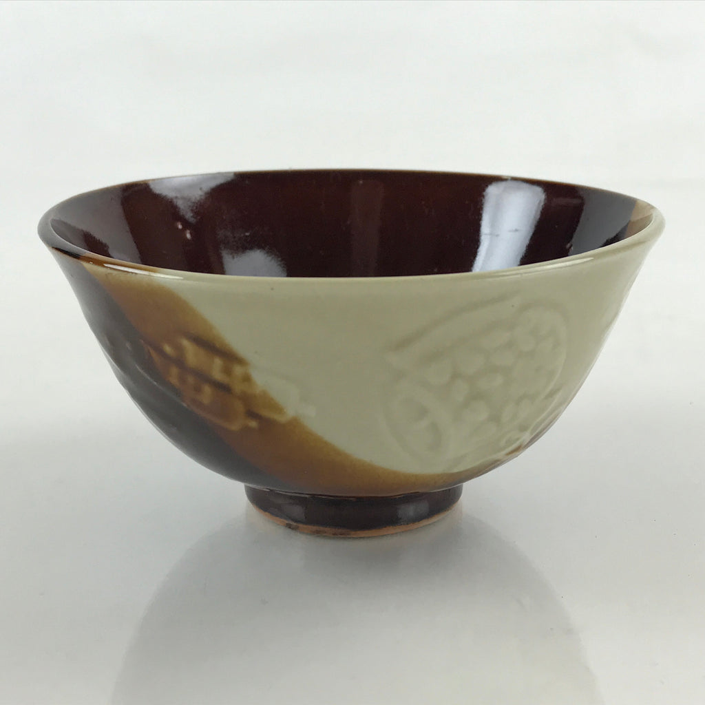 Japanese Ceramic Hasami Ware Rice Bowl Vtg Chawan Pottery Brown Yakimono PY431