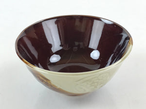 Japanese Ceramic Hasami Ware Rice Bowl Vtg Chawan Pottery Brown Yakimono PY432