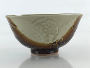 Japanese Ceramic Hasami Ware Rice Bowl Vtg Chawan Pottery Brown Yakimono PY432