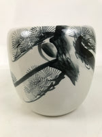 Japanese Ceramic Hibachi Brazier Vtg Pine Tree Outdoor Water Lily Fish Bowl Y443