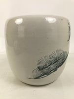 Japanese Ceramic Hibachi Brazier Vtg Pine Tree Outdoor Water Lily Fish Bowl Y443
