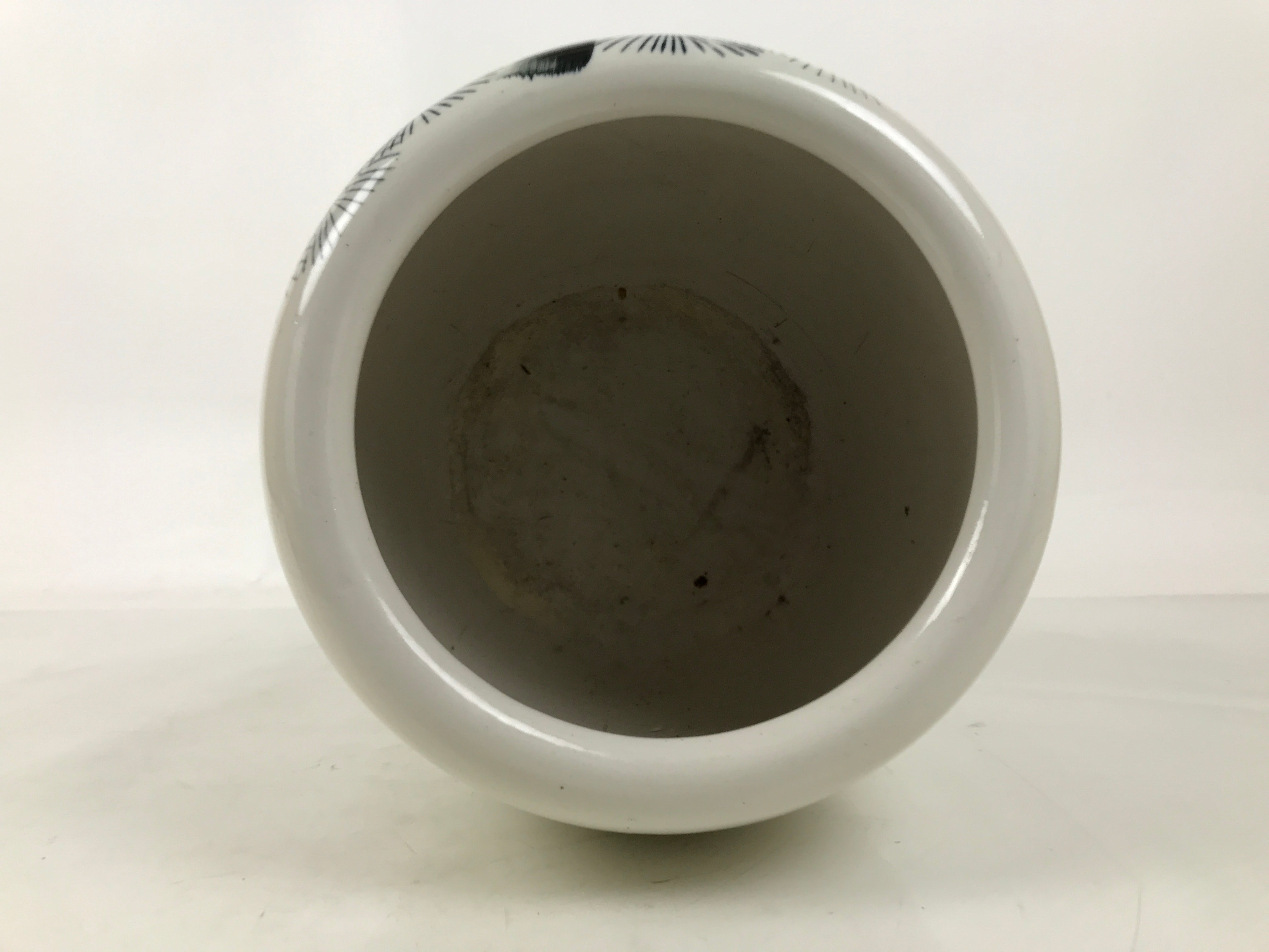 Japanese Ceramic Hibachi Brazier Vtg Pine Tree Outdoor Water Lily Fish Bowl Y443