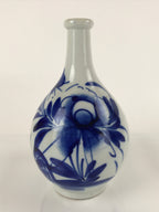 Japanese Ceramic Imari Sake Bottle Kayoi-Tokkuri Vtg Blue Peony Botan TS625