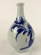 Japanese Ceramic Imari Sake Bottle Kayoi-Tokkuri Vtg Blue Peony Botan TS625