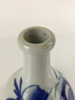 Japanese Ceramic Imari Sake Bottle Kayoi-Tokkuri Vtg Blue Peony Botan TS625