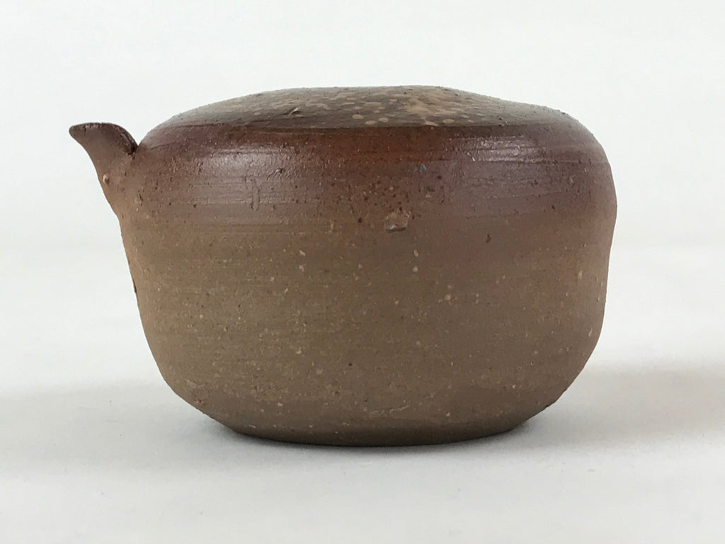 Japanese Ceramic Inuyama Ware Water Dropper Suiteki Brown W/ Wood Box PX711