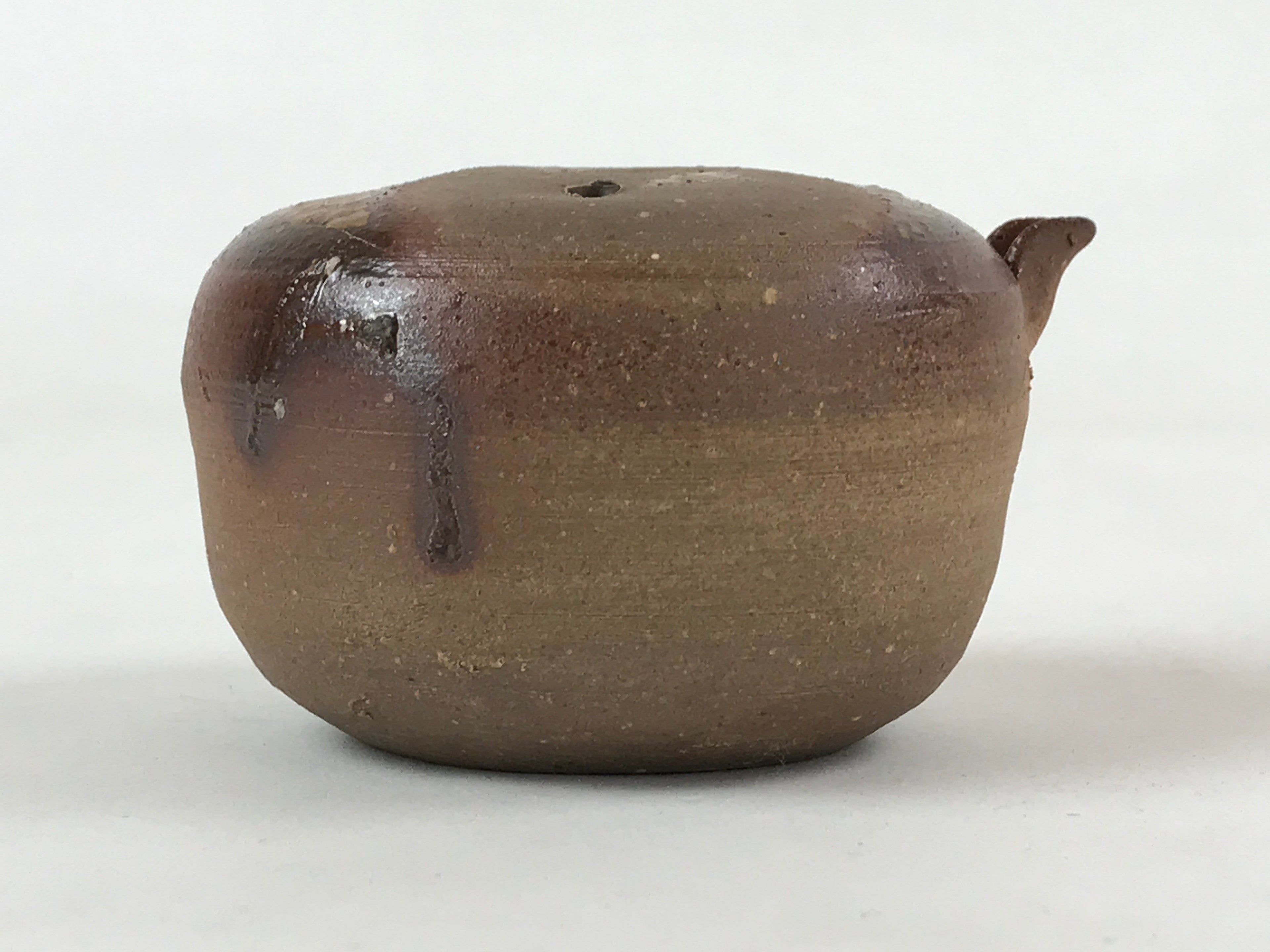 Japanese Ceramic Inuyama Ware Water Dropper Suiteki Brown W/ Wood Box PX711