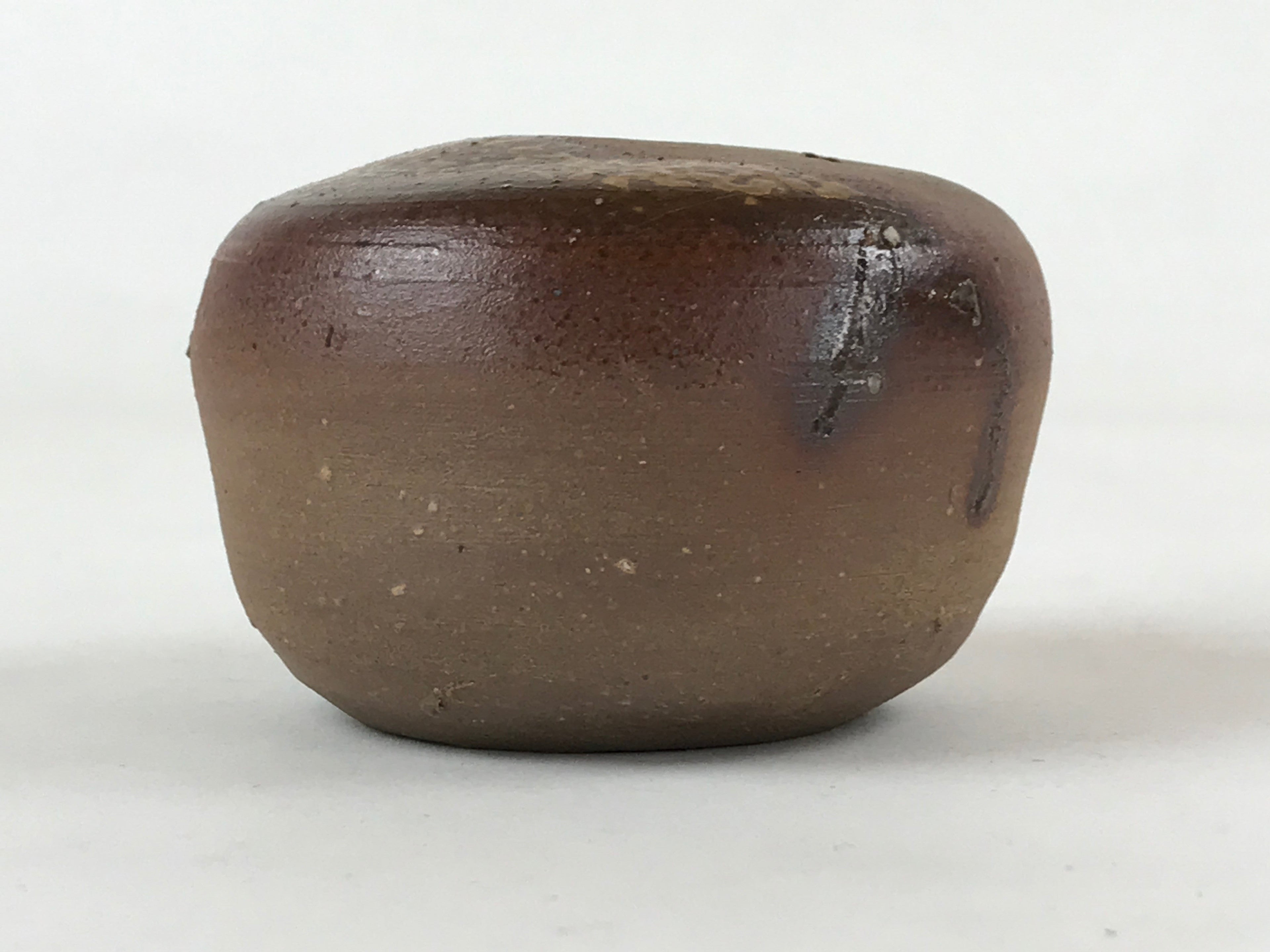 Japanese Ceramic Inuyama Ware Water Dropper Suiteki Brown W/ Wood Box PX711