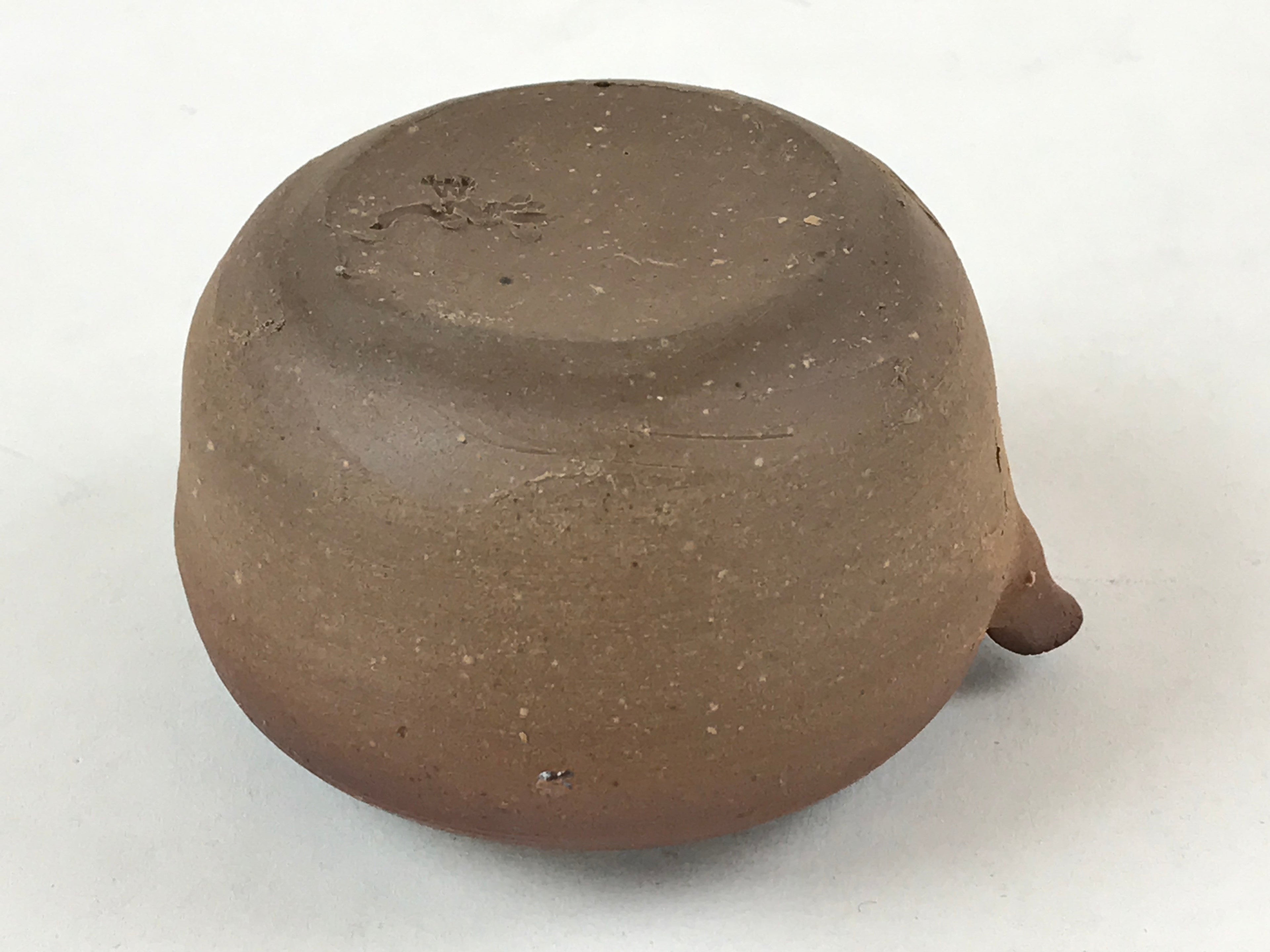 Japanese Ceramic Inuyama Ware Water Dropper Suiteki Brown W/ Wood Box PX711