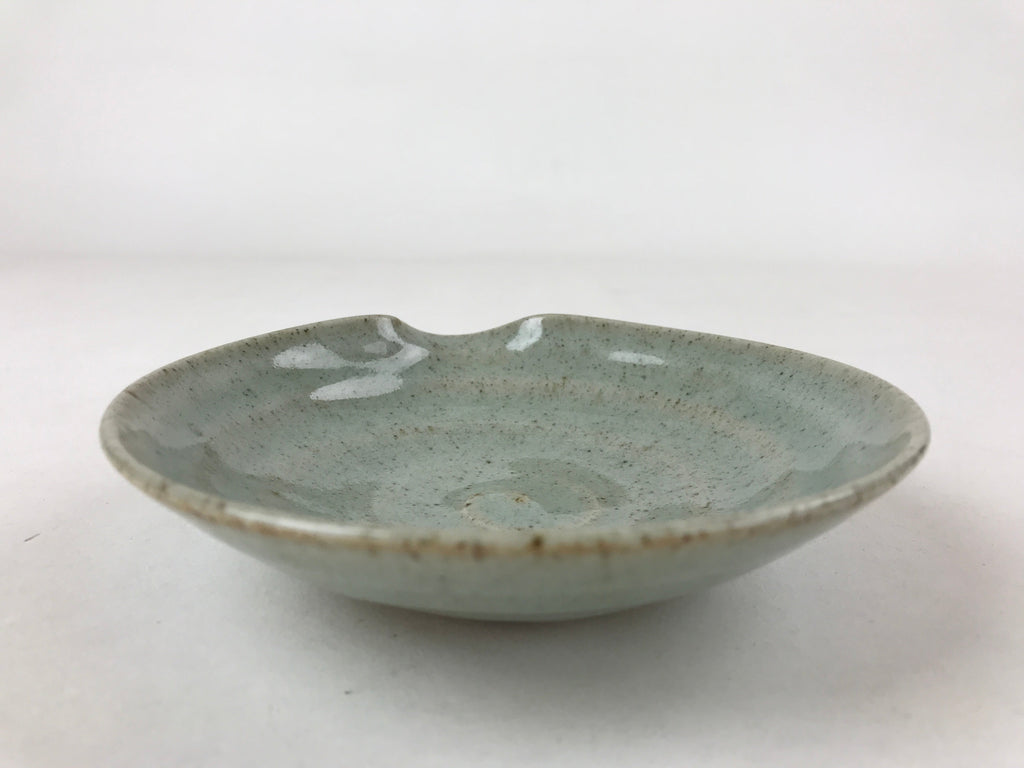 Japanese Ceramic Katakuchi Small Plate Vtg Round Spiral Water Green PY604