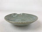 Japanese Ceramic Katakuchi Small Plate Vtg Round Spiral Water Green PY604