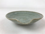 Japanese Ceramic Katakuchi Small Plate Vtg Round Spiral Water Green PY604