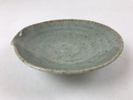 Japanese Ceramic Katakuchi Small Plate Vtg Round Spiral Water Green PY605