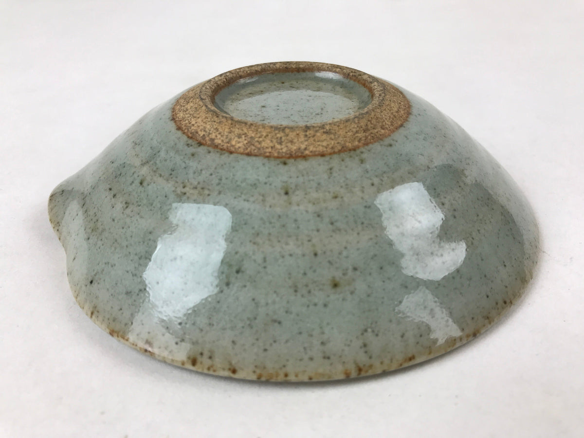 Japanese Ceramic Katakuchi Small Plate Vtg Round Spiral Water Green PY605