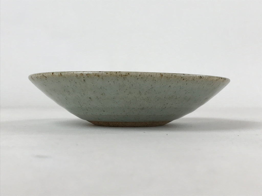 Japanese Ceramic Katakuchi Small Plate Vtg Round Spiral Water Green PY605