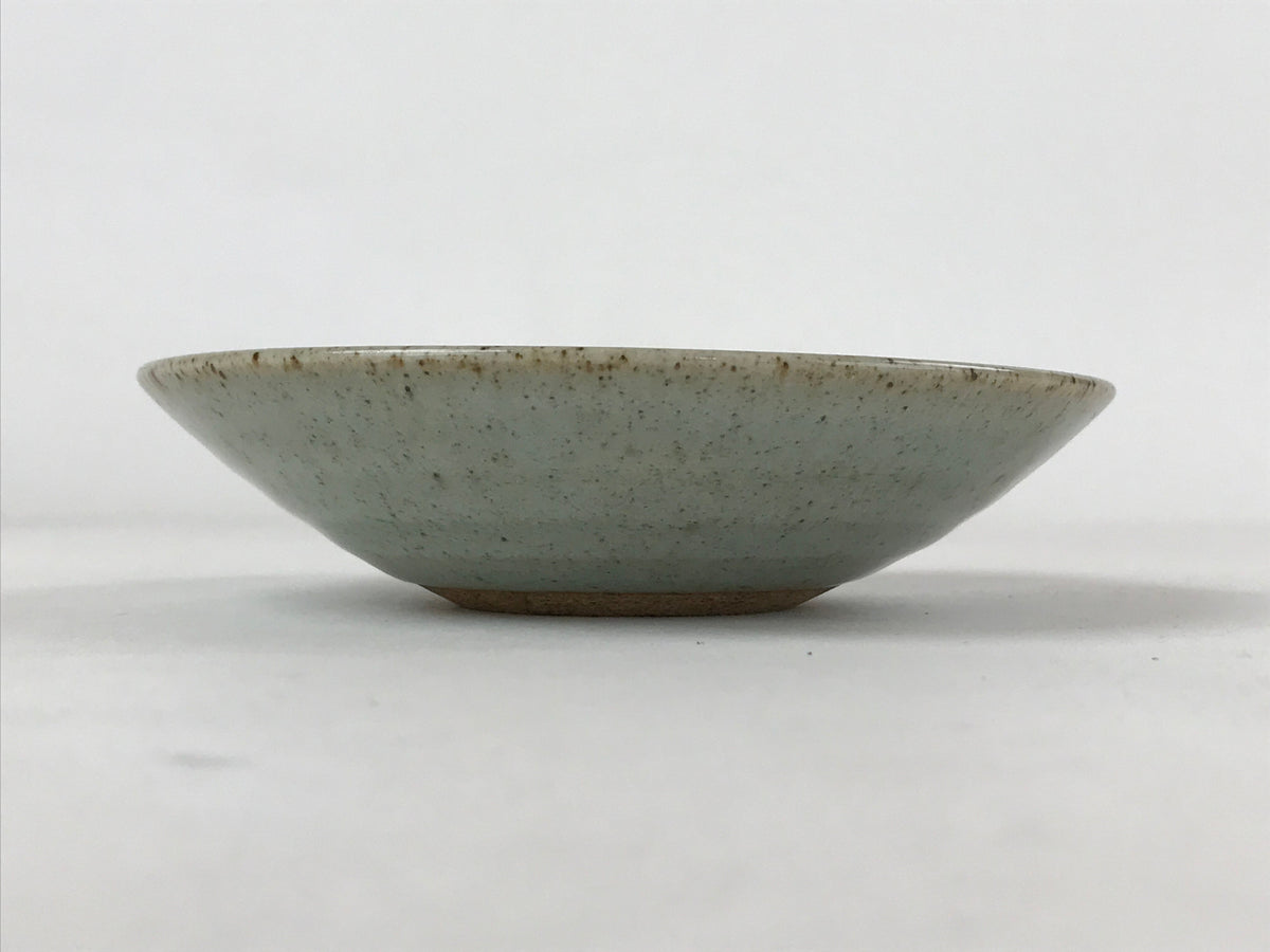 Japanese Ceramic Katakuchi Small Plate Vtg Round Spiral Water Green PY605