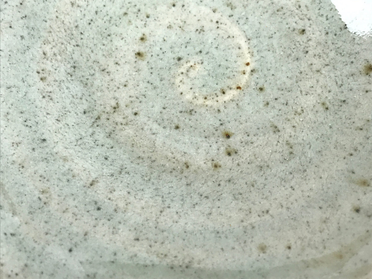 Japanese Ceramic Katakuchi Small Plate Vtg Round Spiral Water Green PY605
