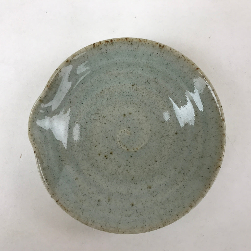 Japanese Ceramic Katakuchi Small Plate Vtg Round Spiral Water Green PY605