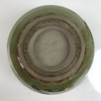 Japanese Ceramic Kensui Wastewater Bowl Vtg Tea Ceremony Basin Shrimp Green Y9