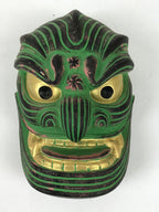 Japanese Ceramic Kirishima Shrine Nine Faces Mask Decoration Green Black OM61
