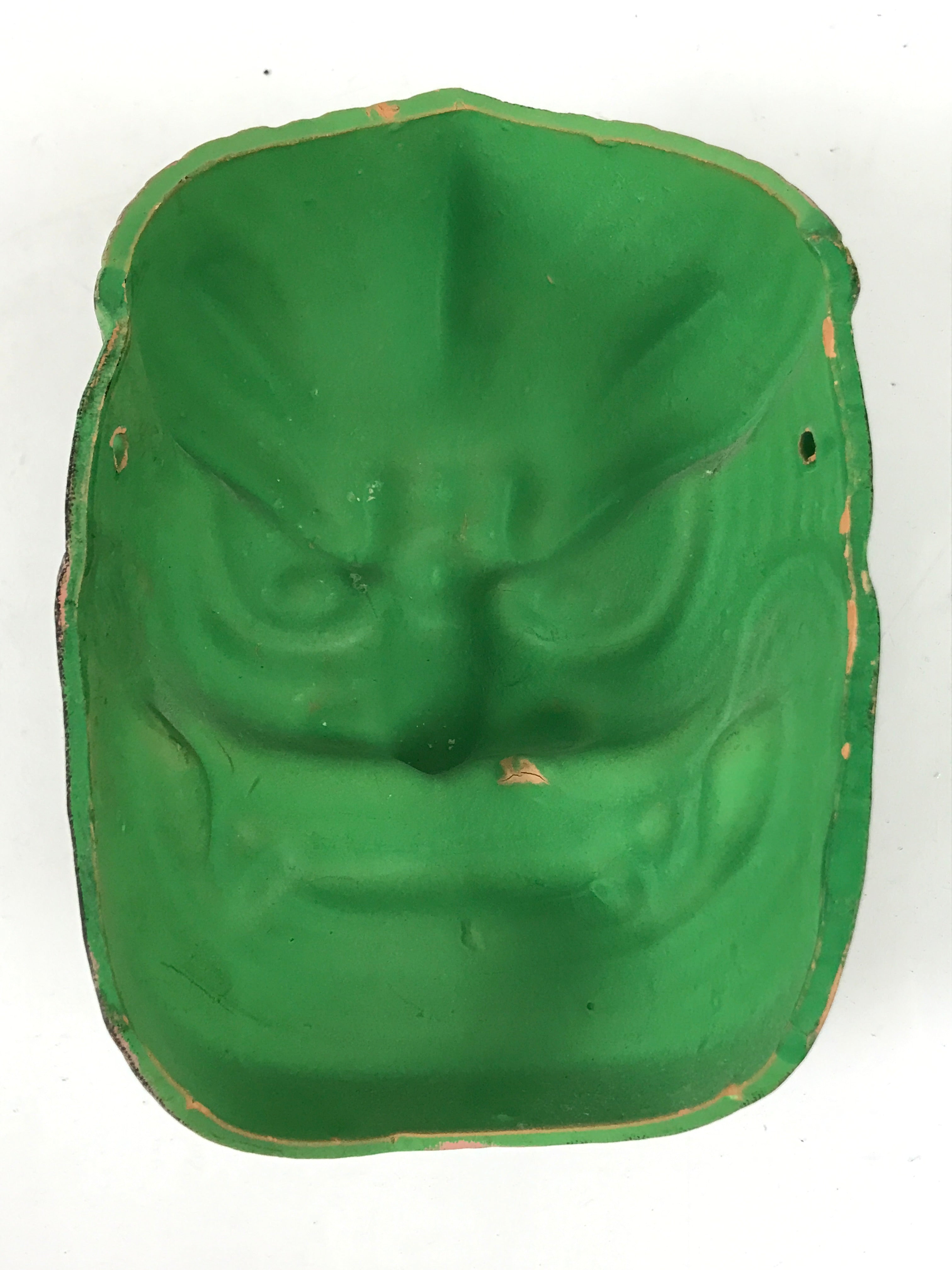 Japanese Ceramic Kirishima Shrine Nine Faces Mask Decoration Green Black OM61
